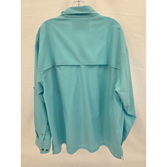 Bimini Bay Fishing Shirt Men"s Size 2XL Long Sleeve Vented Aqua Casual - Picture 6 of 8